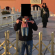 Lufsig near Tiananmen Square with a demonstrator.